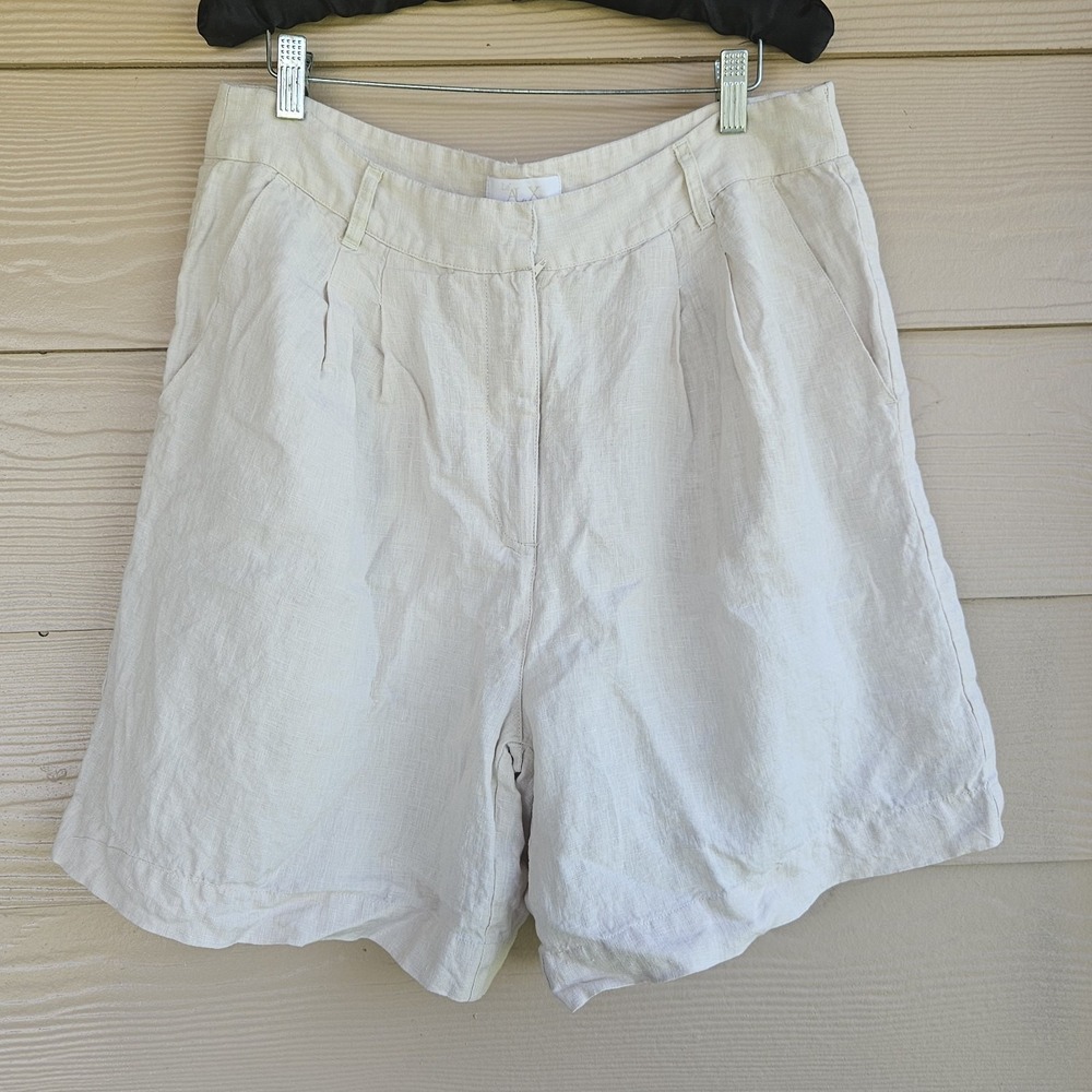 Pleated Lined Tailored Linen Shorts Le AL.X Women's Sz 12 Beachy Casual Preppy